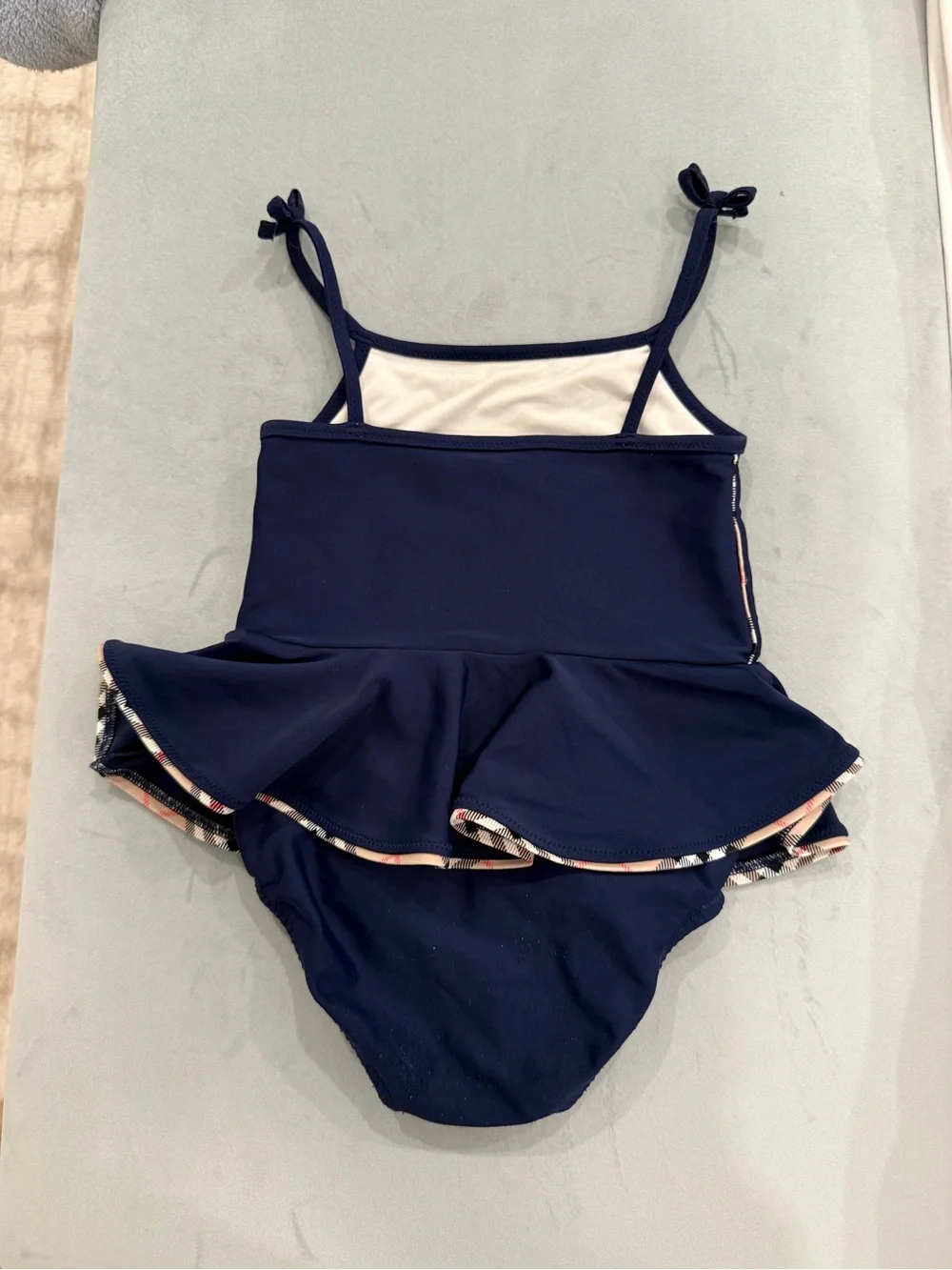 Burberry Peplum One-Piece Swimsuit with Check Trim - Picture 2 of 4